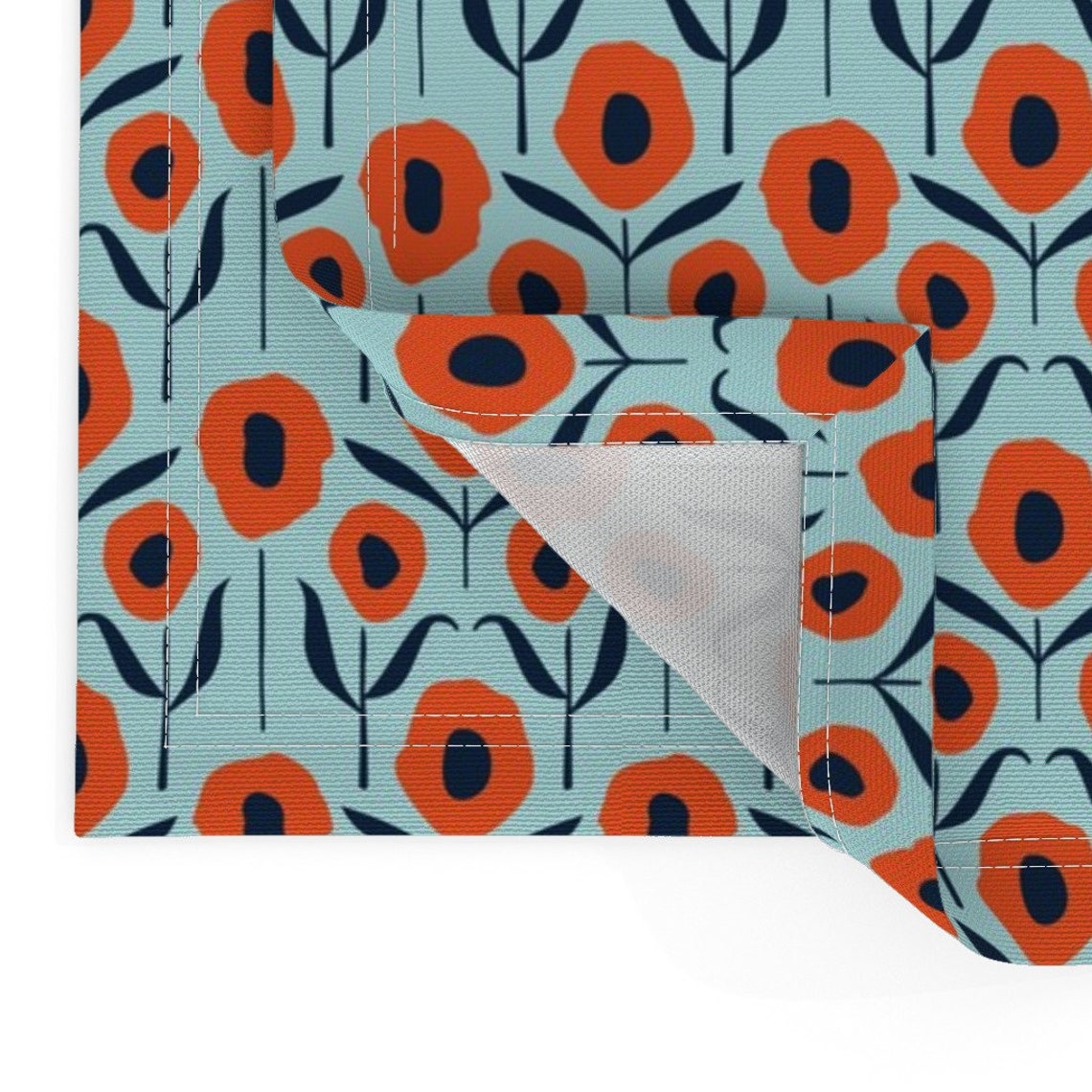 Floral Placemats set of 2 Country Poppies in Blue by Etsy