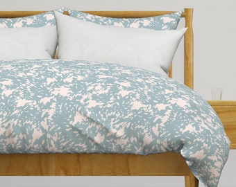 Duck Egg Blue Bedding - Rain Abstract In Neutral by annettebrown - Abstract Jungle  Cotton Sateen Duvet Cover OR Pillow Shams by Spoonflower