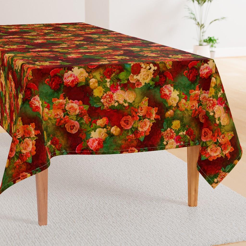 Floral Tablecloth - Vintage Roses Pattern by Dinorahaleatelier ...