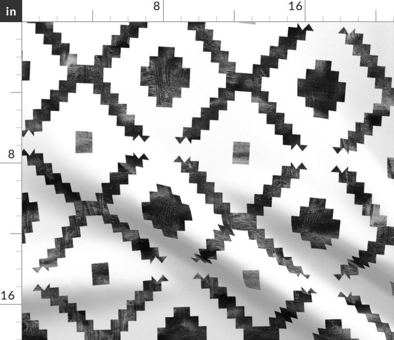 Geometric Tribal Table Runner Diamond Black and White by Etsy