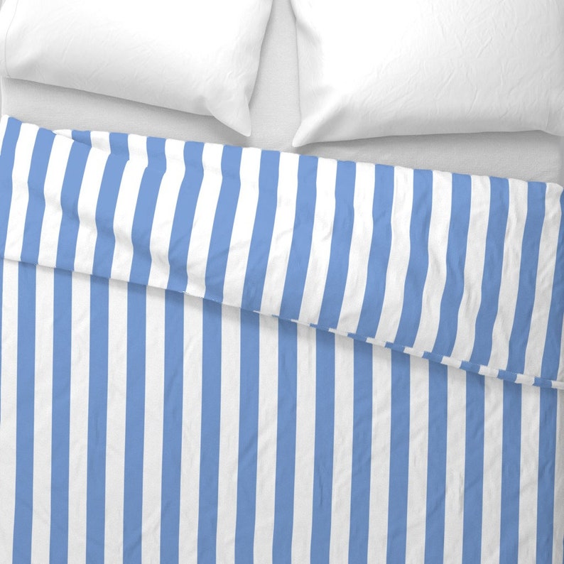 Blue Duvet Cover Large Stripes Cornflower Blue by Misstiina Etsy