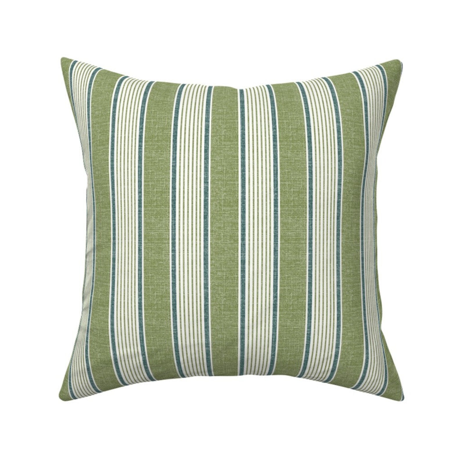 Ticking Throw Pillow Greenery Stripe by Melissahyattfabrics Etsy