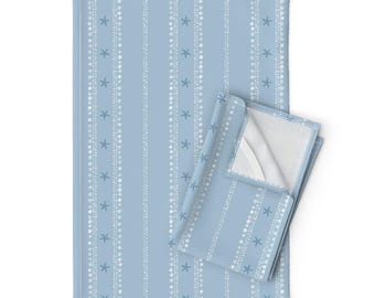 Kusttheedoeken set van 2 - Nautical Beach House Summer Dots Minimal Linnen Katoen - - Starfish Stripe Light Blue van booboo_collective
