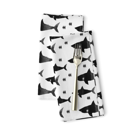 Nautical Dinner Napkins Set of 2 Shark Attack by Etsy