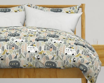 Gnomes Bedding - Gnome Nomads by amy_maccready - Camper Van Desert Camping Folklore Cotton Sateen Duvet Cover OR Pillow Shams by Spoonflower