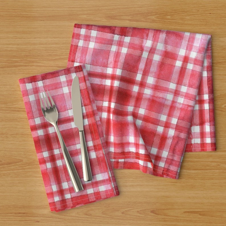 Red Valentine Plaid Dinner Napkins Set of 2 Red Valentine Etsy