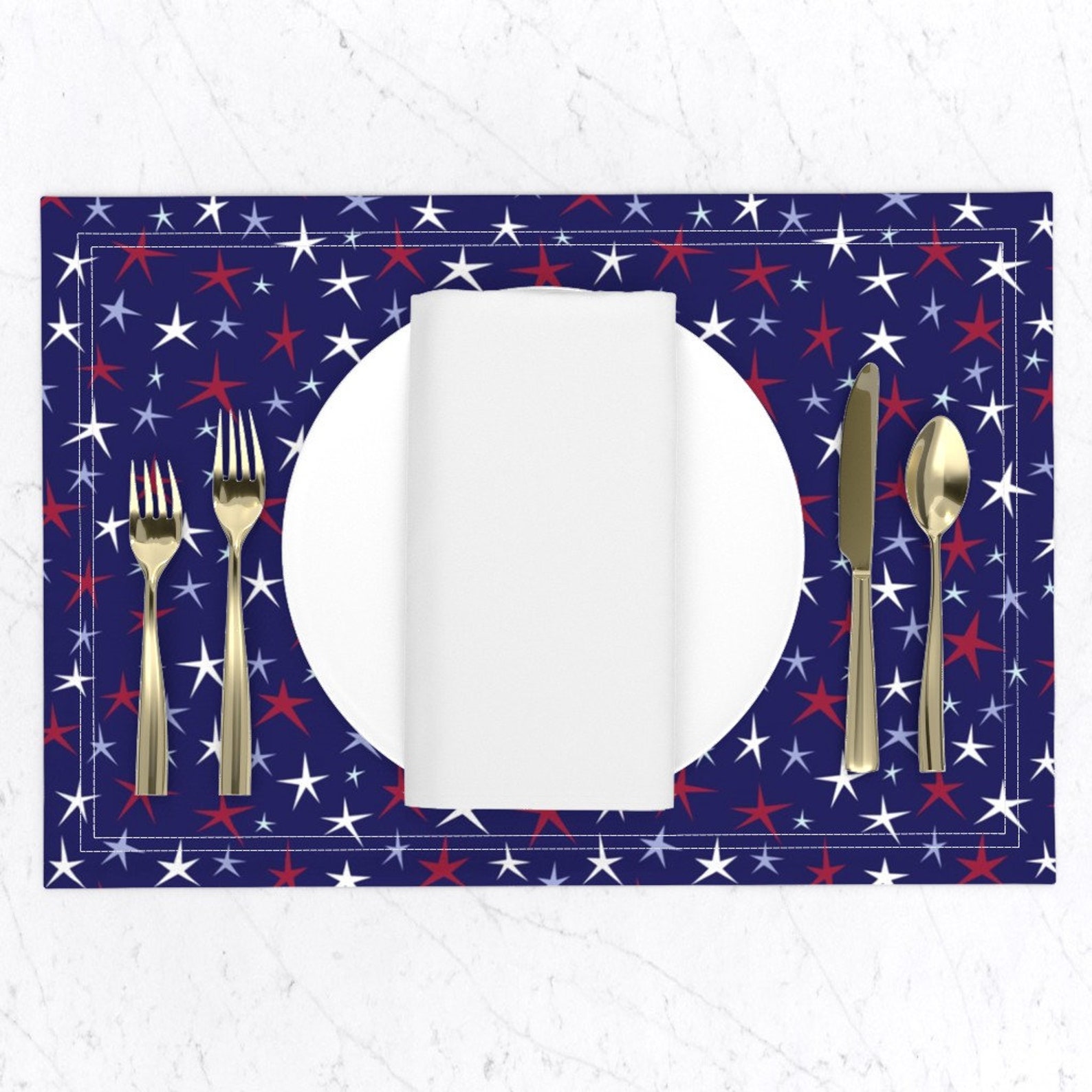 Fourth of July Placemats set of 2 Patriotic Stars by Etsy