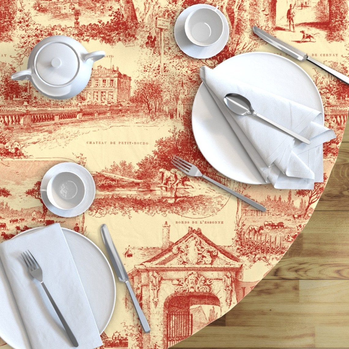Paris Toile Round Tablecloth Les Environs De Paris by Etsy