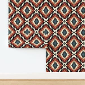 Papel de parede Southwest sem cola, contraste vibrante e brilhante, tribal, boho, boho kilim - Phoenix Vibrant por mint_tulips. Papel de parede da Spoonflower.
