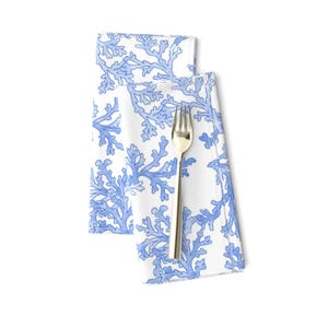 Blue Ocean Coral Dinner Napkins (Set of 2) - Blue Coral by kate_by_rolfescustomdesign - Coastal Beach Nautical Cloth Napkins by Spoonflower