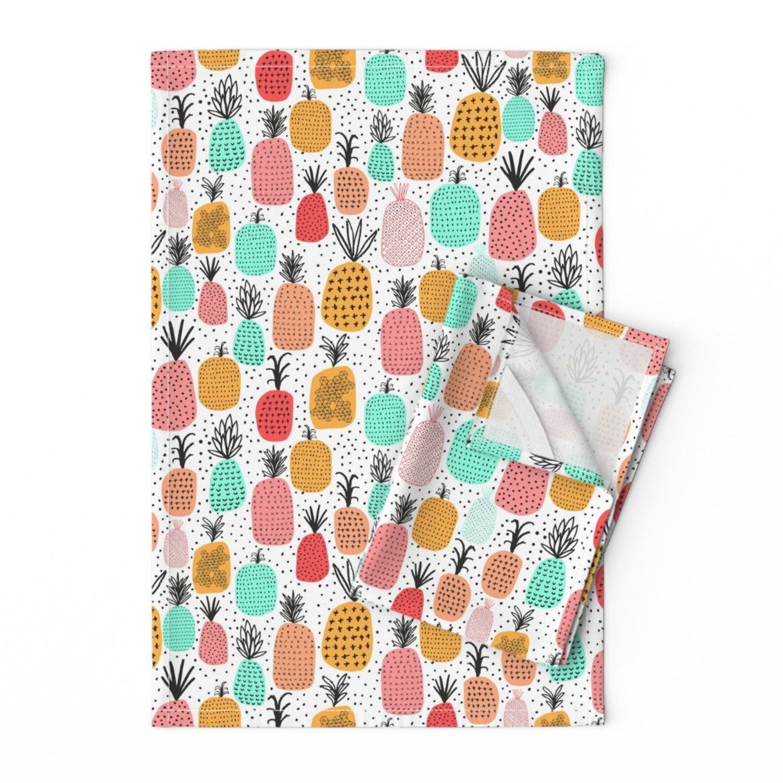 Bright Pineapples Tea Towels Set of 2 Pineapples by Etsy