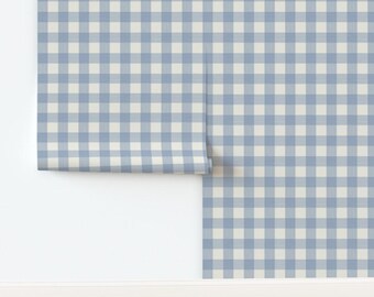 Preppy Plaid Non-Pasted Wallpaper Gingham Check Buffalo Plaid Kitchen - Buffalo Plaid 1.5 Inch by danika_herrick Wallpaper by Spoonflower