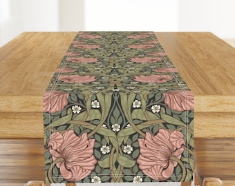Victorian Floral Table Runner - William Morris Antique Vintage Historical Timeless Classic Cotton Sateen Table Runner - Pimpernel by utart