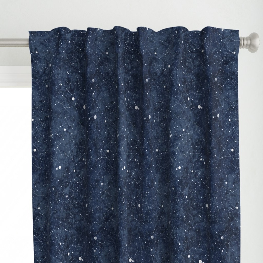 Night Sky Curtain Panel Constellations by Rebecca_reck_art Star