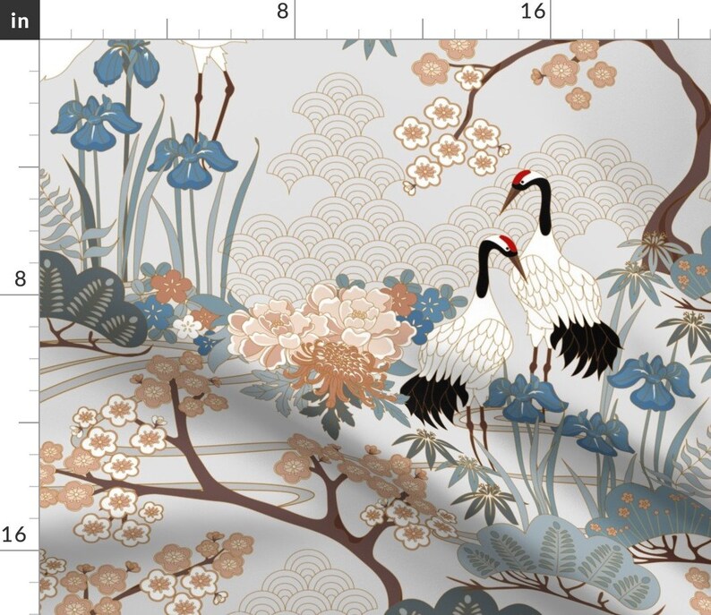 Asian Inspired Duvet Cover Japanese Garden Grey by Etsy