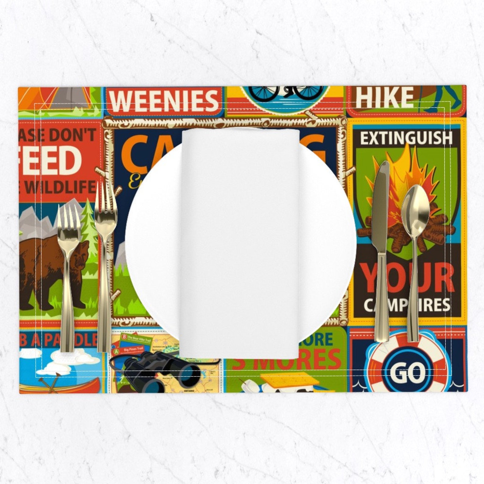 Outdoors Placemats set of 2 Camping Crests by Etsy