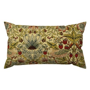 Victorian Accent Pillow - Strawberry Thief by peacoquettedesigns - Vines Birds Botanical Damask Rectangle Lumbar Throw Pillow by Spoonflower