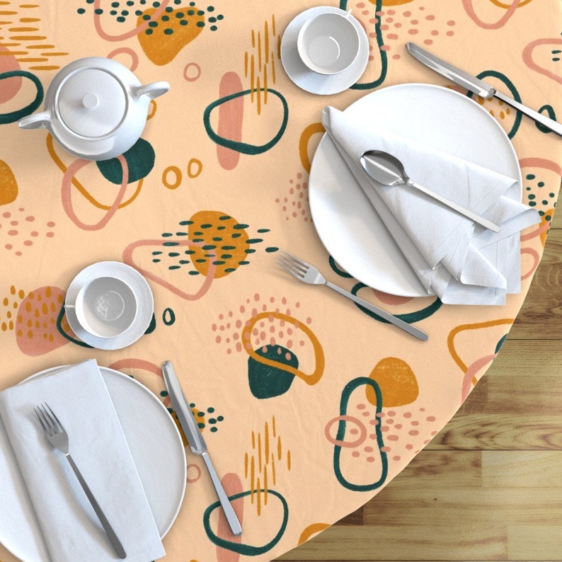 Pebbles Cotton Sateen Circle Tablecloth by Spoonflower Simple Abstract by new/_branch/_studio River Side Round Tablecloth Riverside