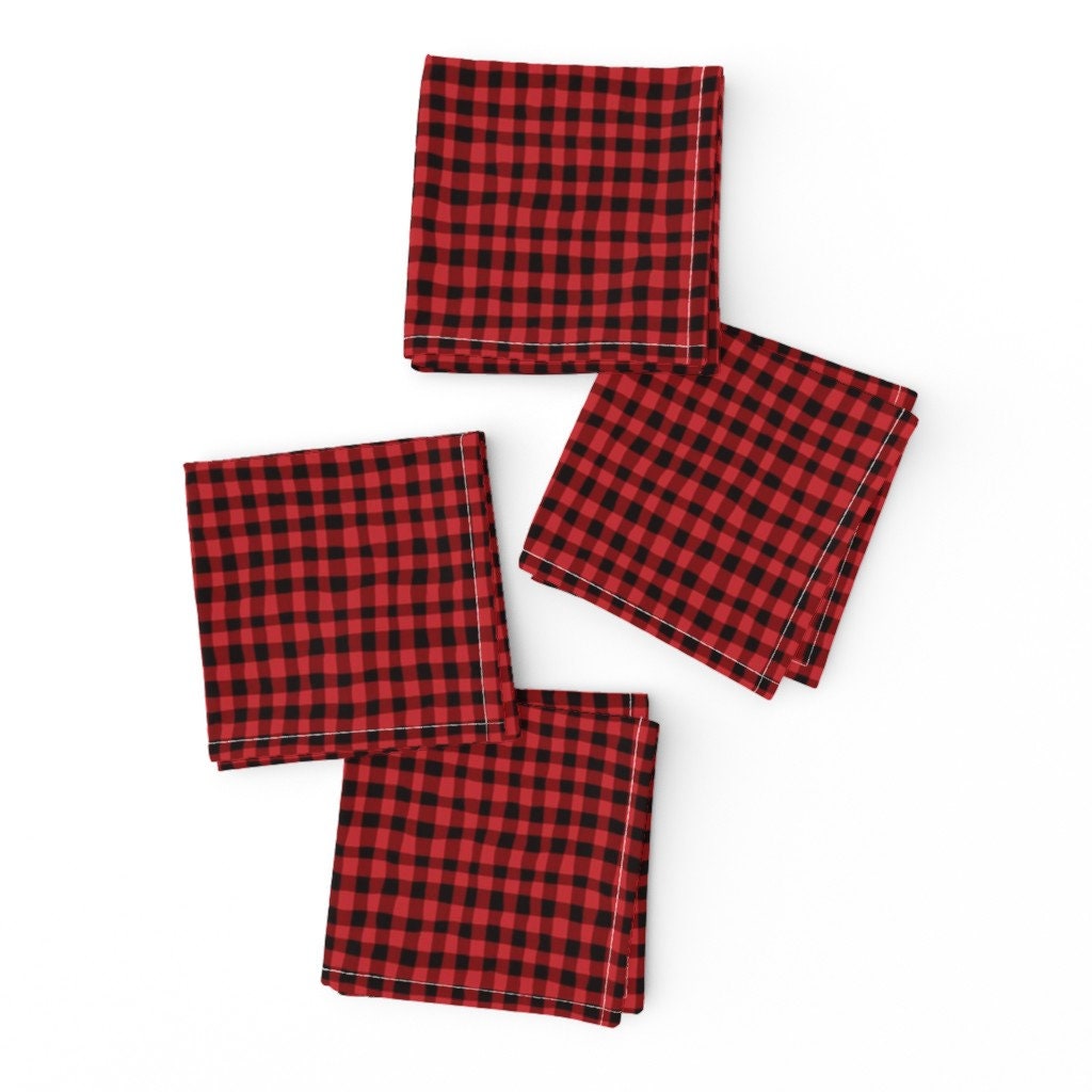 Plaid Cocktail Napkins Set of 4 Red Gingham by Etsy