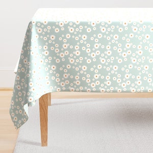 Boho Tablecloth - Summer Daisies by littlesmilemakers - Floral Garden Delicate Feminine Spring Daisy Cotton Sateen Tablecloth by Spoonflower