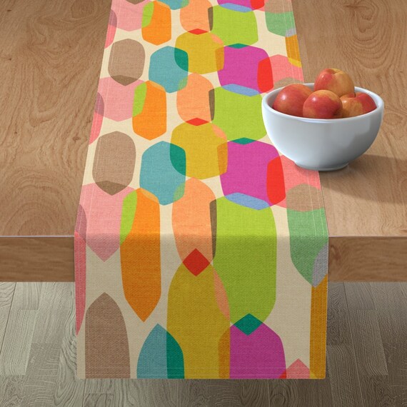 Modern Art Mid Century Modern Pop Cotton Sateen Table Runner by Spoonflower Mid Century Table Runner Mid Century Droplets by ceciliamok