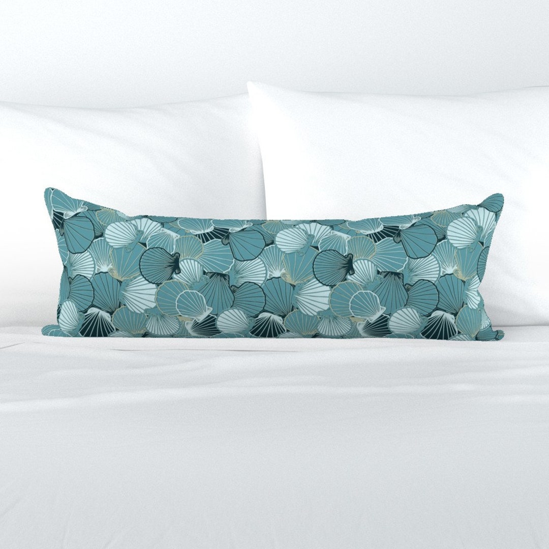 Seashells XL Lumbar Pillow Scallops in Blue by Etsy