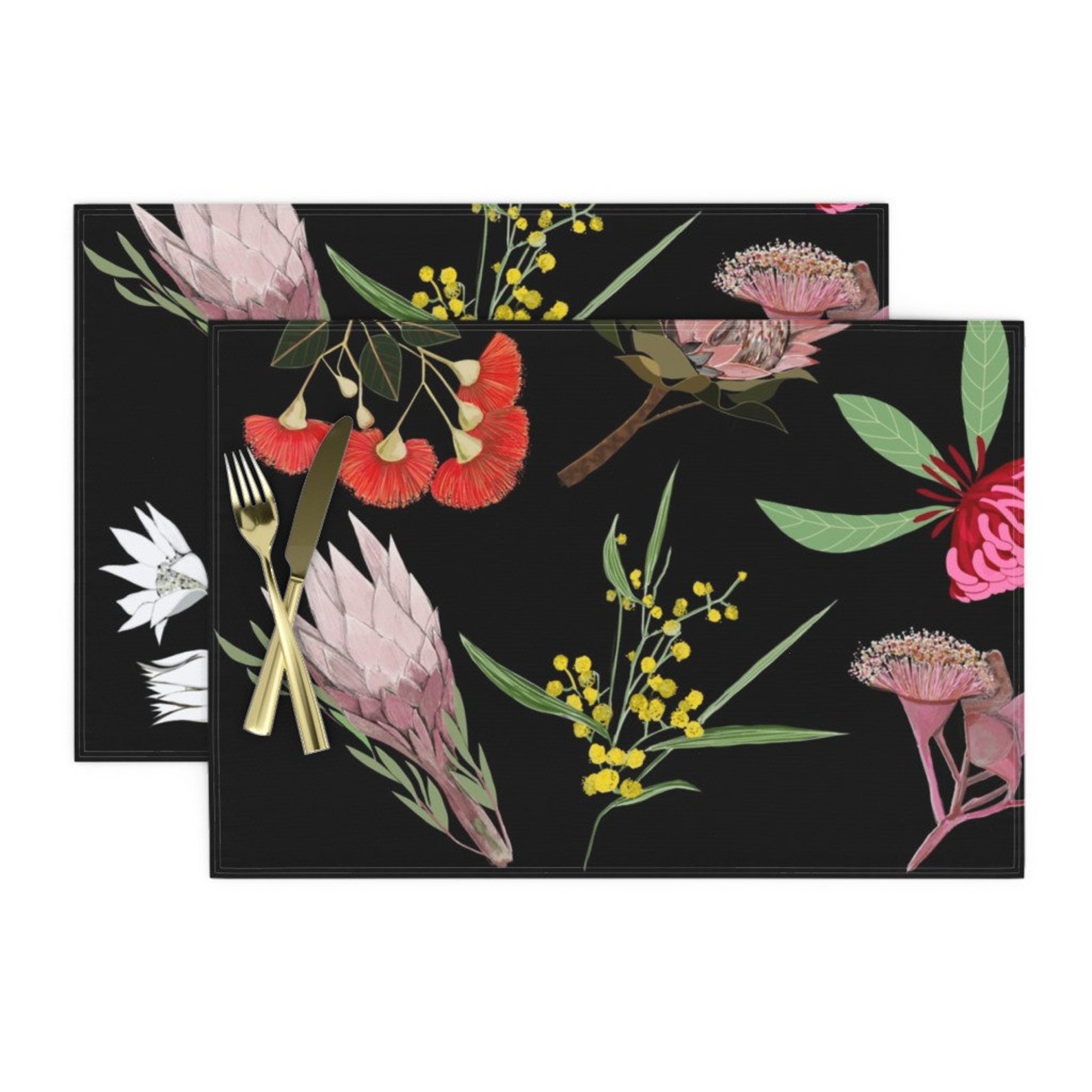 Floral Placemats Set of 2 Australian Native Flowers by Etsy