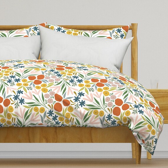 Modern Floral Bedding Sofia Floral Light by Amy maccready Terra Cotta Blush Cotton Sateen Duvet Cover OR Pillow Shams by Spoonflower Etsy Canada