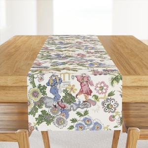 Chinoiserie Table Runner - Chinoiserie Circus  by whitneyenglish - Traditional Classic Elegant Cotton Sateen Table Runner by Spoonflower
