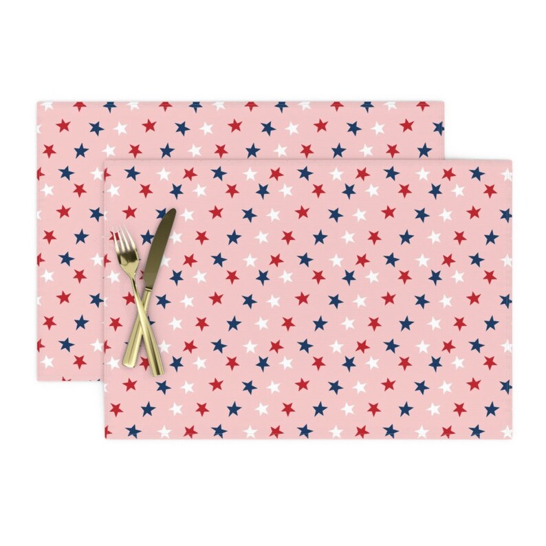 Pink July 4th Placemats set of 2 Patriotic Stars by Etsy
