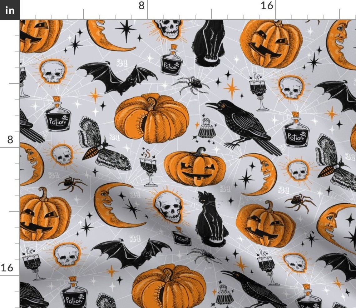 Vintage Round Tablecloth Happy Halloween by Sevas Spooky Etsy