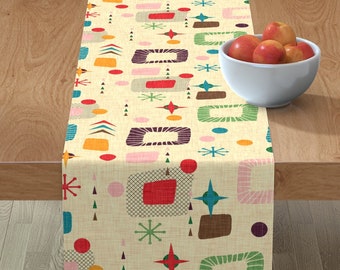 Retro Mod Table Runner - 1950s Atomic Pattern by bruxamagica - Mid Century Modern  1950s Geometric Cotton Sateen Table Runner by Spoonflower