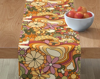 Cotton Sateen Table Runner Roostery Tablerunner Retro Vintage Inspired Floral Mod Tulip Mid Century Modern Bold Print 16in x 108in Cotton Sateen Table Runner Roostery Tablerunner Retro Vintage Inspired Floral Mod Tulip Mid Century Modern Bold Print 16in x 108in