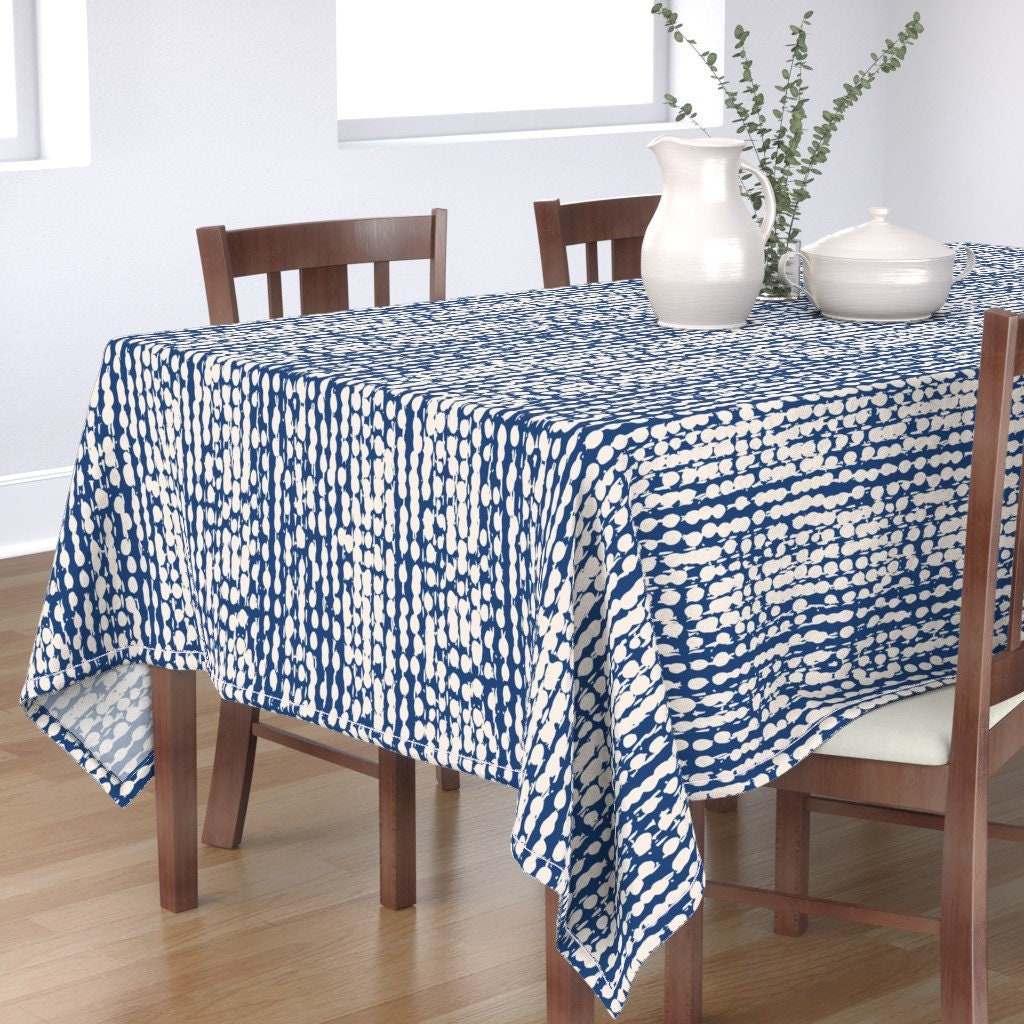 Blue And White Tablecloth Shibori Dot Stripe by Etsy