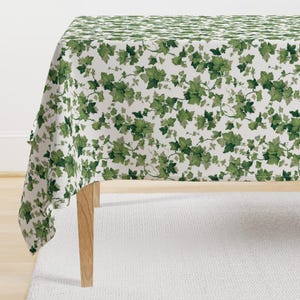 Ivy Leaves Tablecloth - English Ivy  by peacoquettedesigns - Botanical English Ivy Vines Greenery Cotton Sateen Tablecloth by Spoonflower