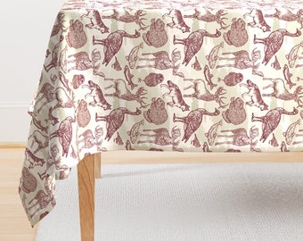 Woodland Animals Tablecloth - Into The Wild Animal by samposnick - Rustic Nature Canadian Animals Cotton Sateen Tablecloth by Spoonflower