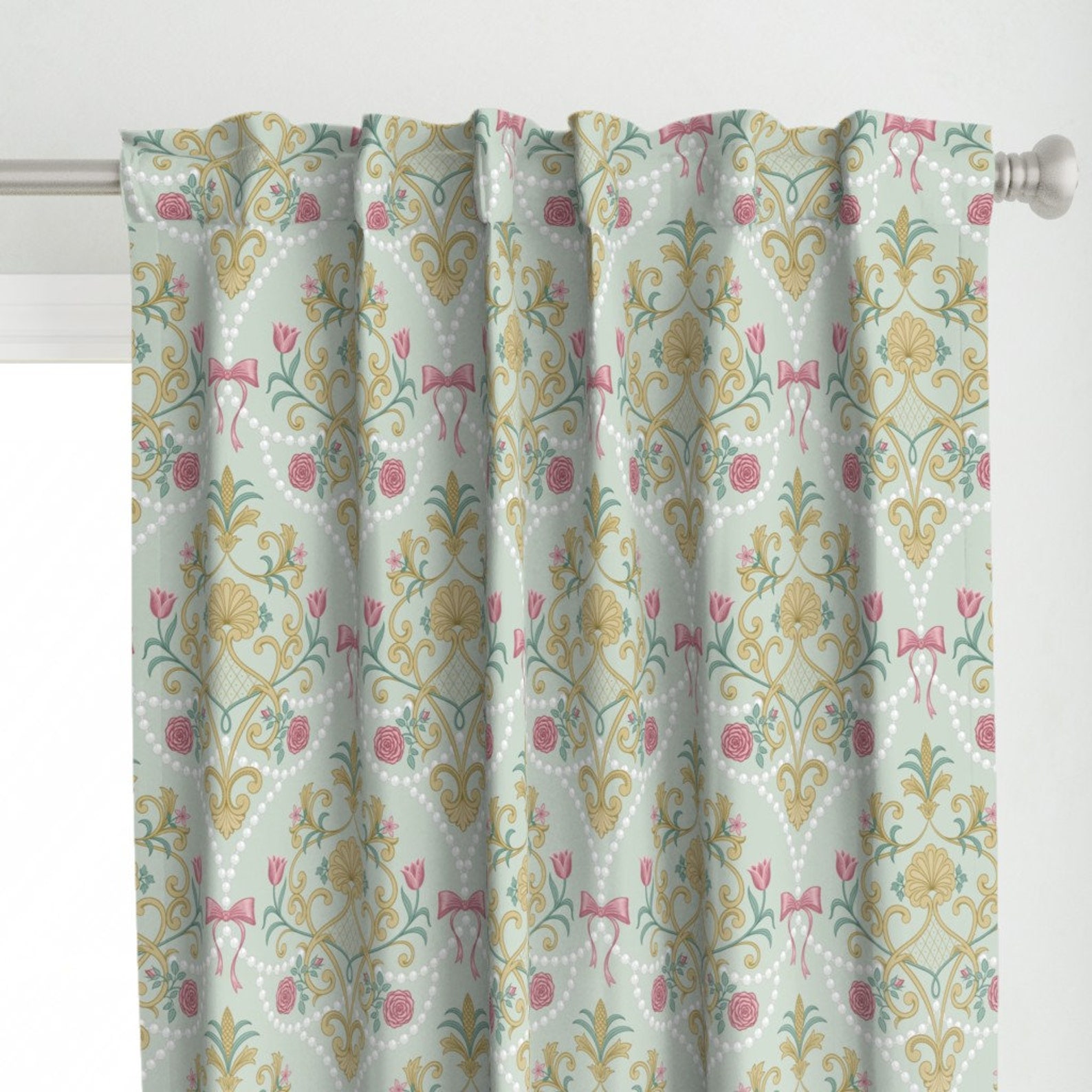 Französisch Garten Vorhang Panel Perlen und Rosen von Etsy