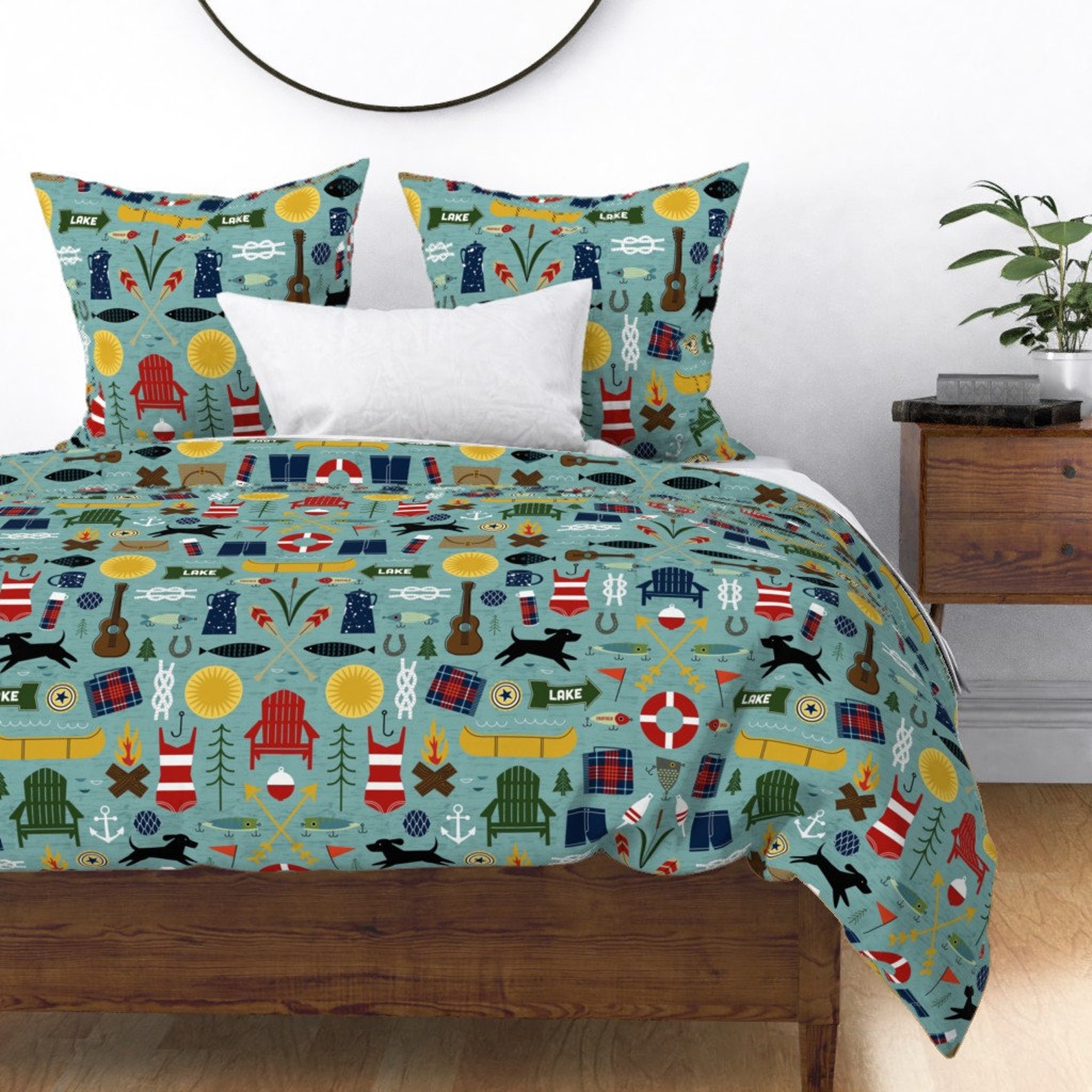 Lake House Duvet Cover Midcentury Lake House by Lellobird Etsy