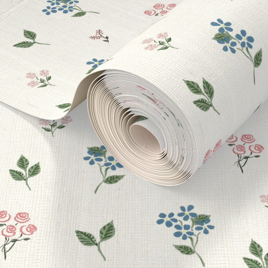 Floral Grasscloth Wallpaper Flowers in the Fairy Garden by - Etsy