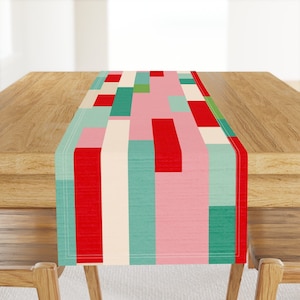 Abstract Christmas Table Runner - Mid-century Holiday Season Winter Cotton Sateen Table Runner - Retro Christmas Line by dominique_vari