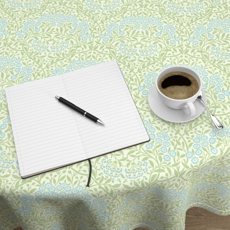 William Morris Woodblock by chantal/_pare Botanical Cotton Sateen Circle Tablecloth by Spoonflower Floral Round Tablecloth