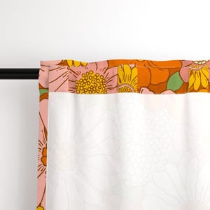 Retro 1970s Floral Curtain Panel - Vintage Style Nostalgia Pink Orange Yellow Custom Curtain Panel - 70s Boho Floral by mariarein - image 5