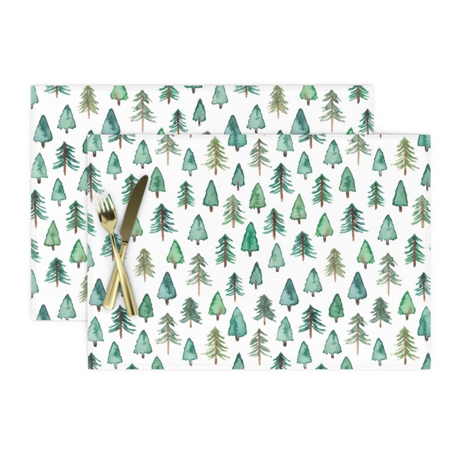 Christmas Tree Placemats Set of 2 Christmas Forest by Etsy