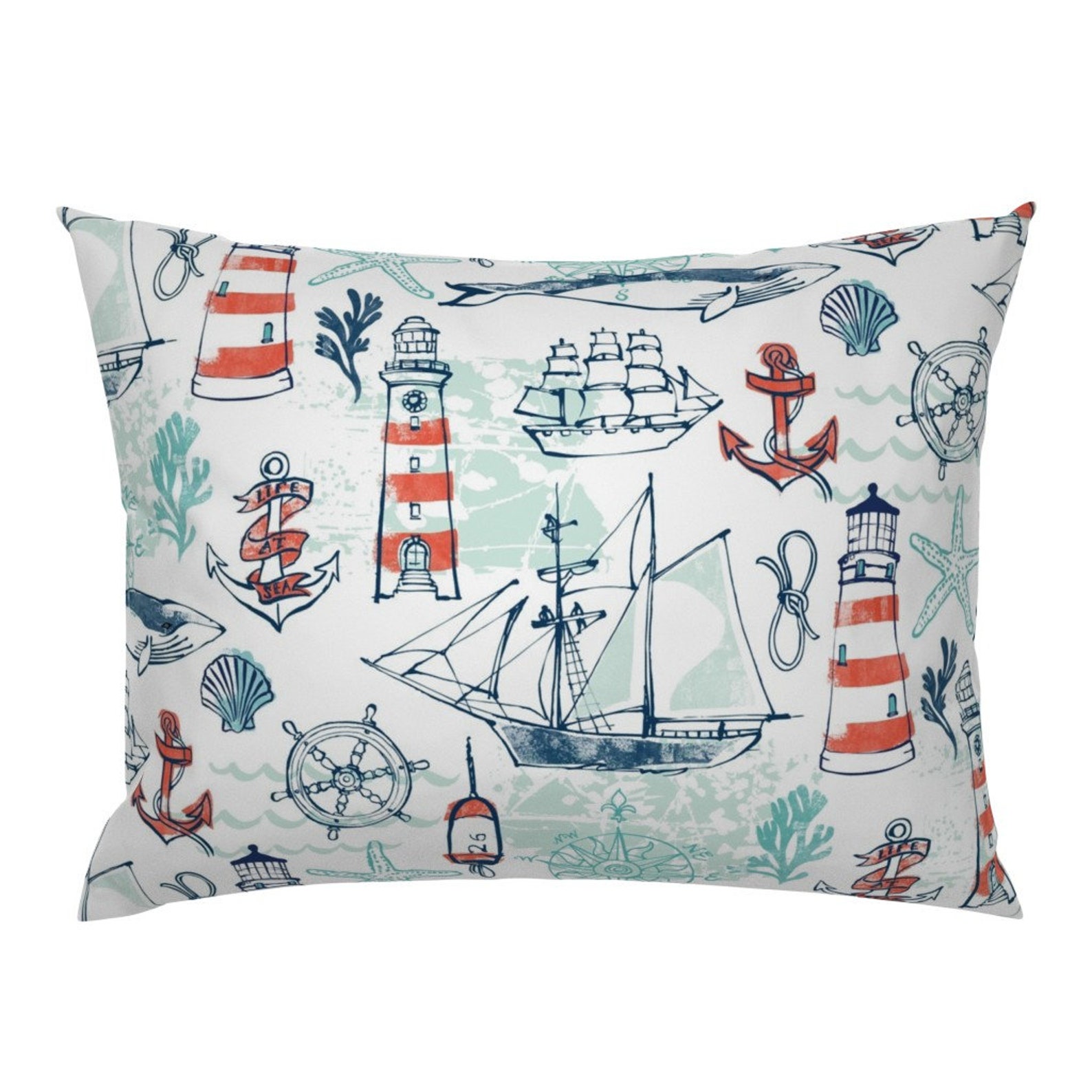 Nautical Ships Pillow Sham Nautical Pacific by ohn_mar_win Etsy