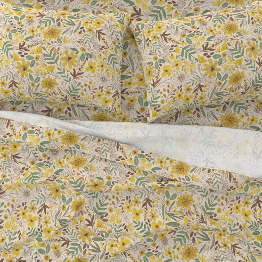 Yellow Floral Sheets Bohemian Wilderness by Kimmygowland Etsy