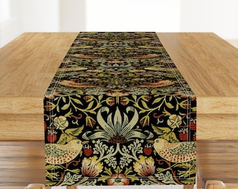 William Morris Table Runner - Strawberry Thief by peacoquettedesigns - Traditional Victorian Cotton Sateen Table Runner by Spoonflower