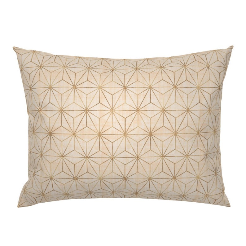 Peach Gold by crystal/_walen Tessellation Mod Nursery Cotton Sateen Pillow Sham Bedding by Spoonflower Star Geo Geometric Pillow Sham
