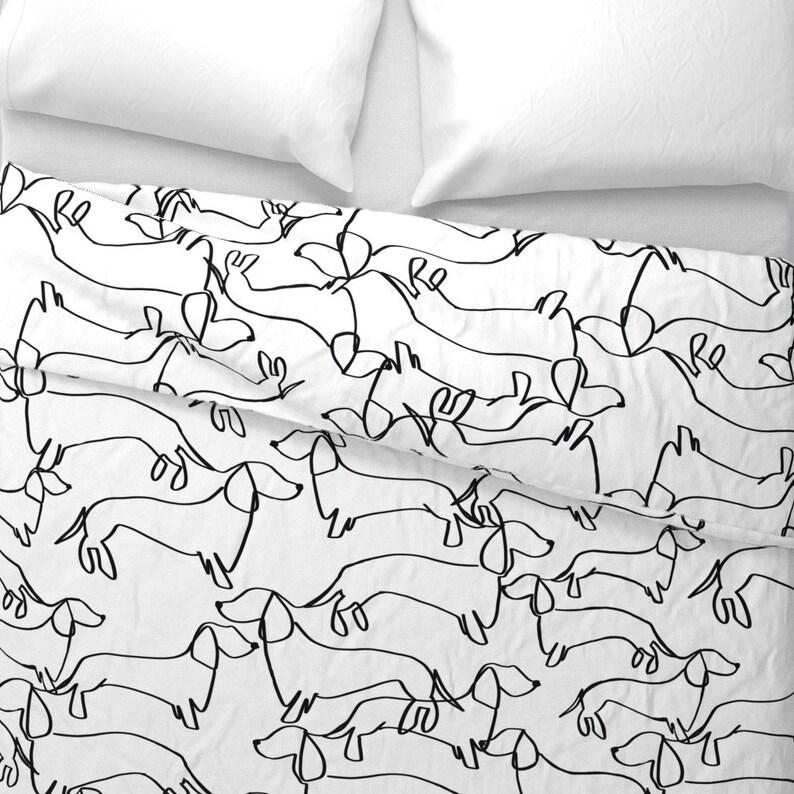 Black and White Duvet Cover Dachshund by Brittmills Dogs Etsy