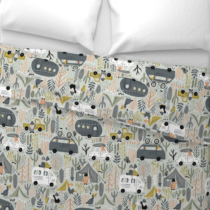 Gnomes Bedding - Gnome Nomads by amy_maccready - Camper Van Desert Camping Folklore Cotton Sateen Duvet Cover OR Pillow Shams by Spoonflower image 4