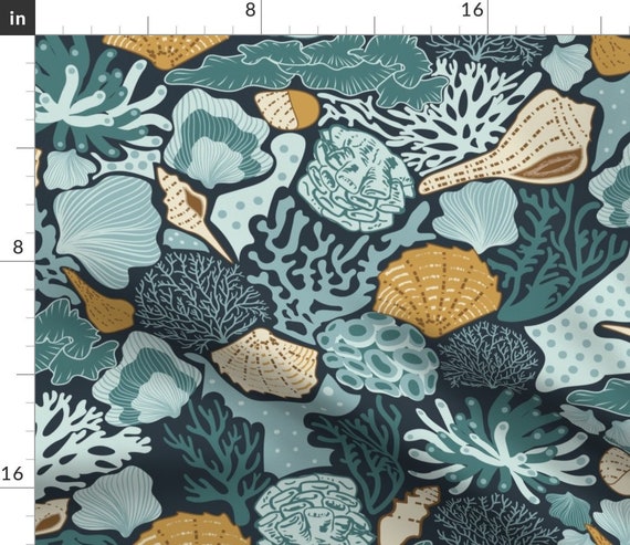 Teal Coral Duvet Cover Shell Reef By Winkeltriple Mustard Etsy 日本